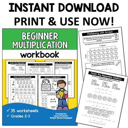 Beginner Multiplication Instant Download Workbook