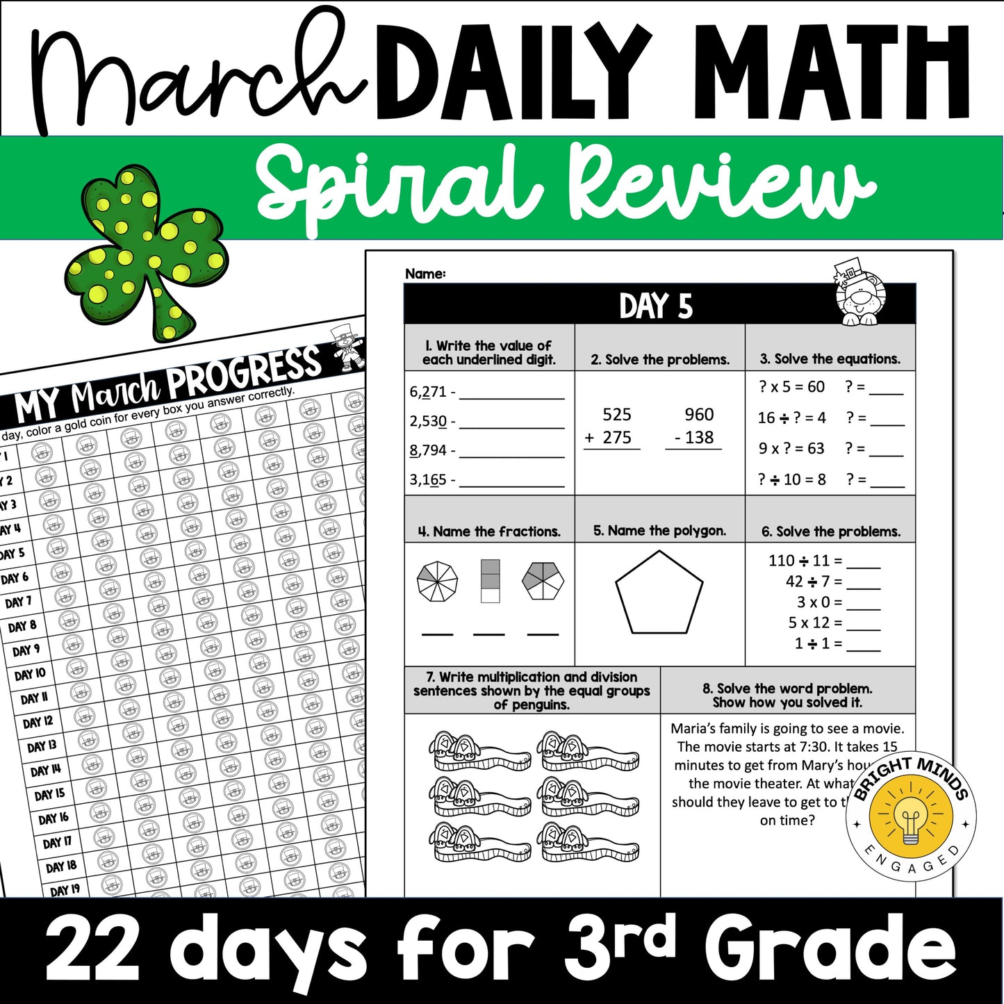March 3rd Grade Daily Math Practice Worksheets