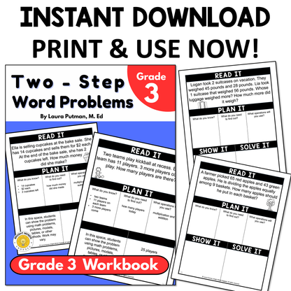Grade 3 Two-Step Word Problems Instant Download Workbook