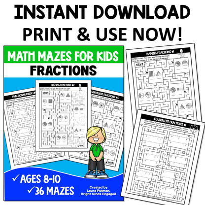 Fraction Mazes Instant Download Workbook