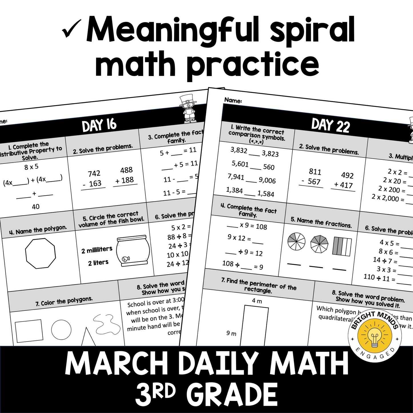 March 3rd Grade Daily Math Practice Worksheets