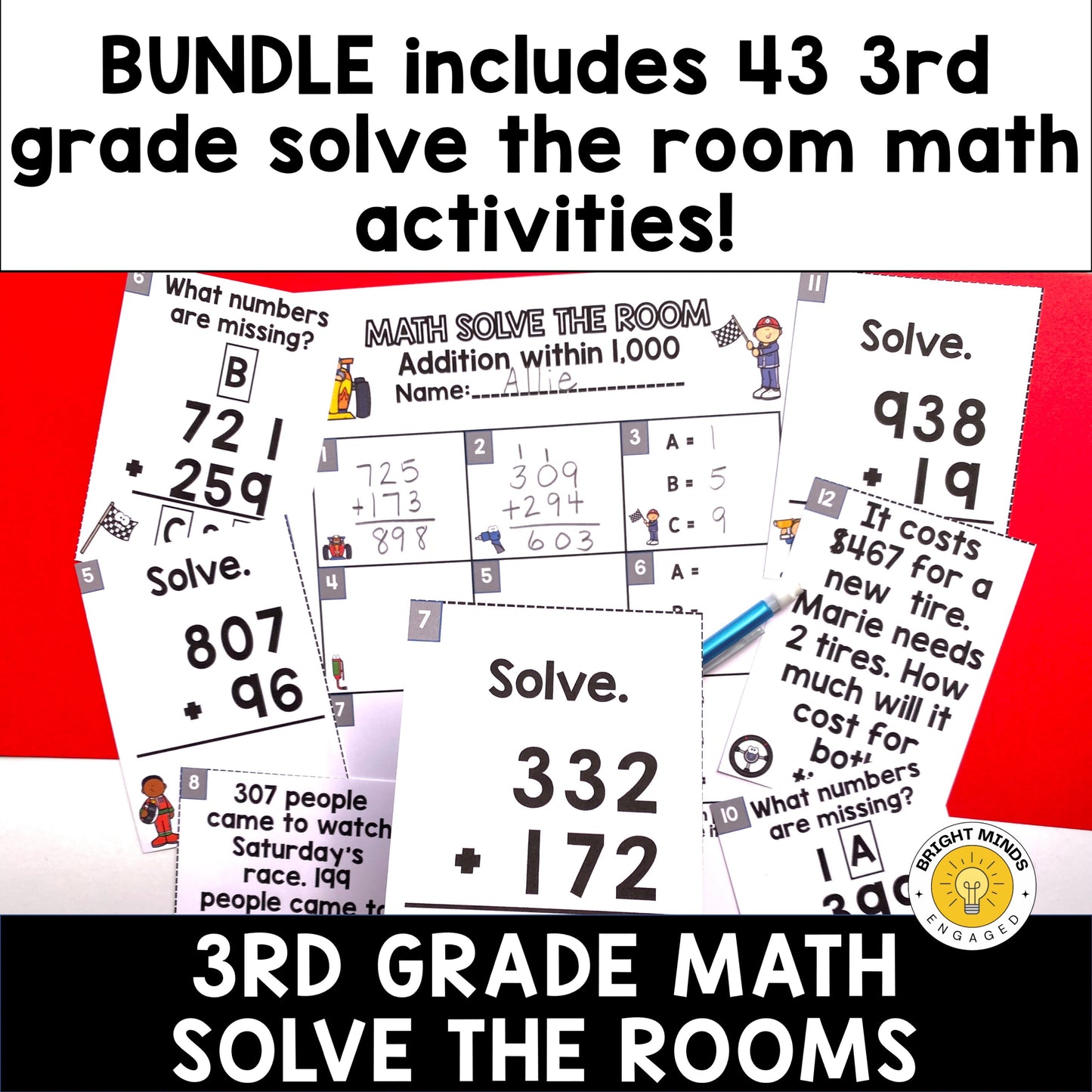 3rd Grade Math Write the Room Activities for All Year