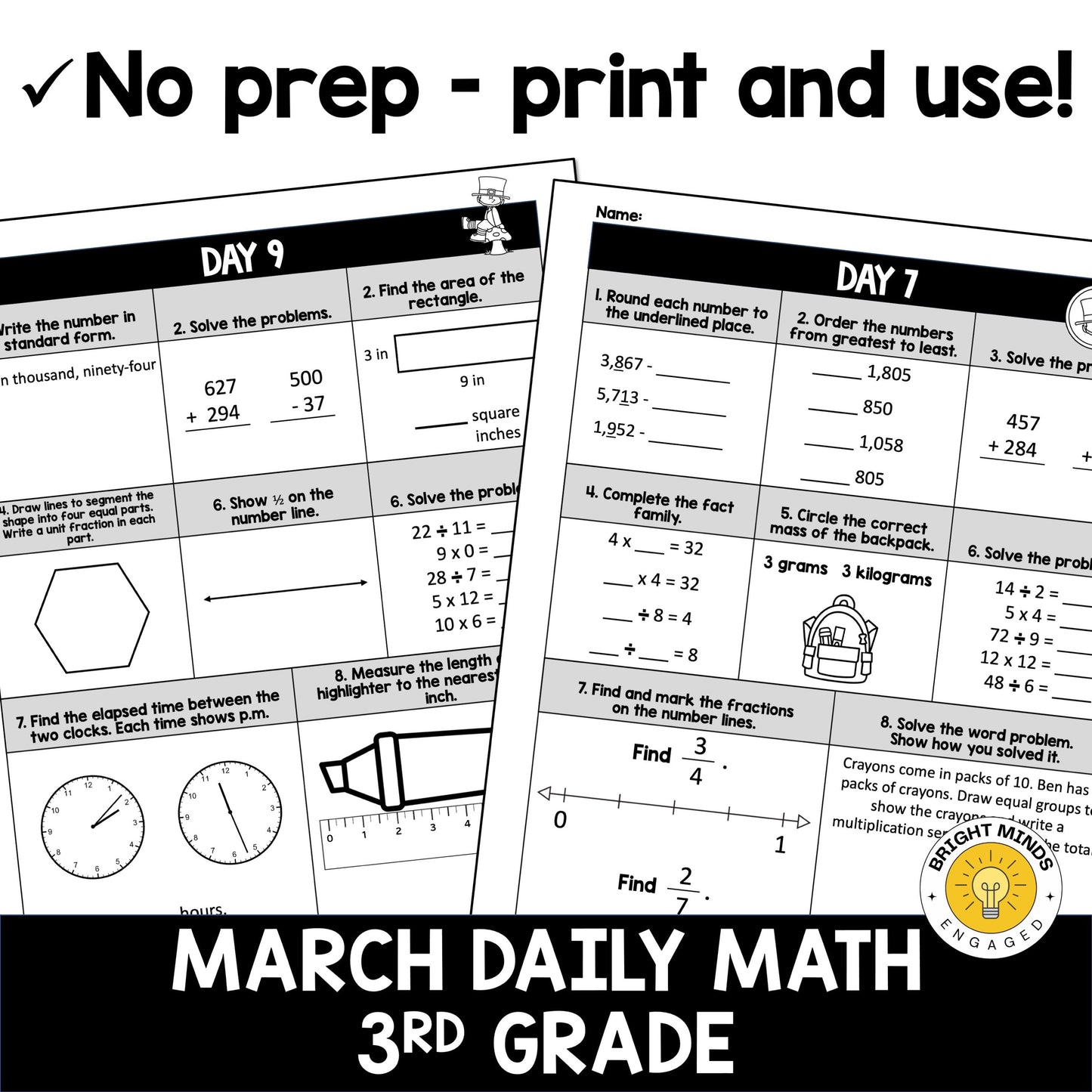 March 3rd Grade Daily Math Practice Worksheets