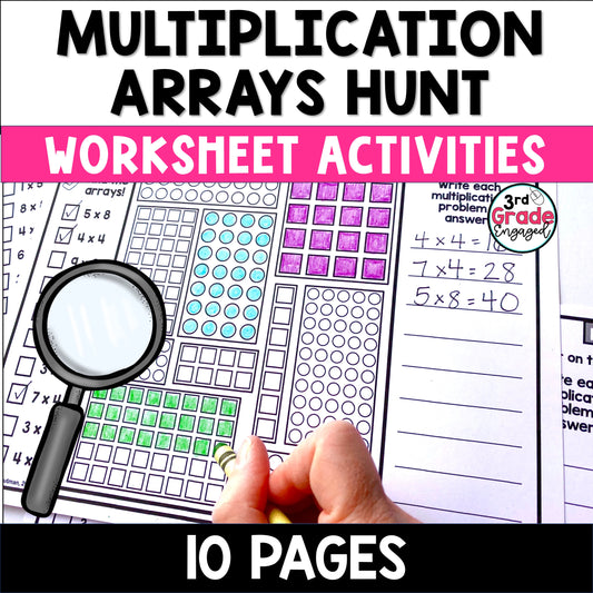Multiplication with Arrays Hunt Math Worksheets