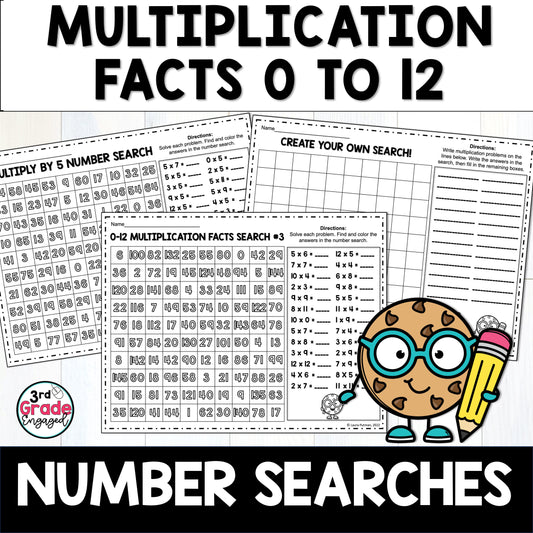 Multiplication Facts Number Search Worksheets