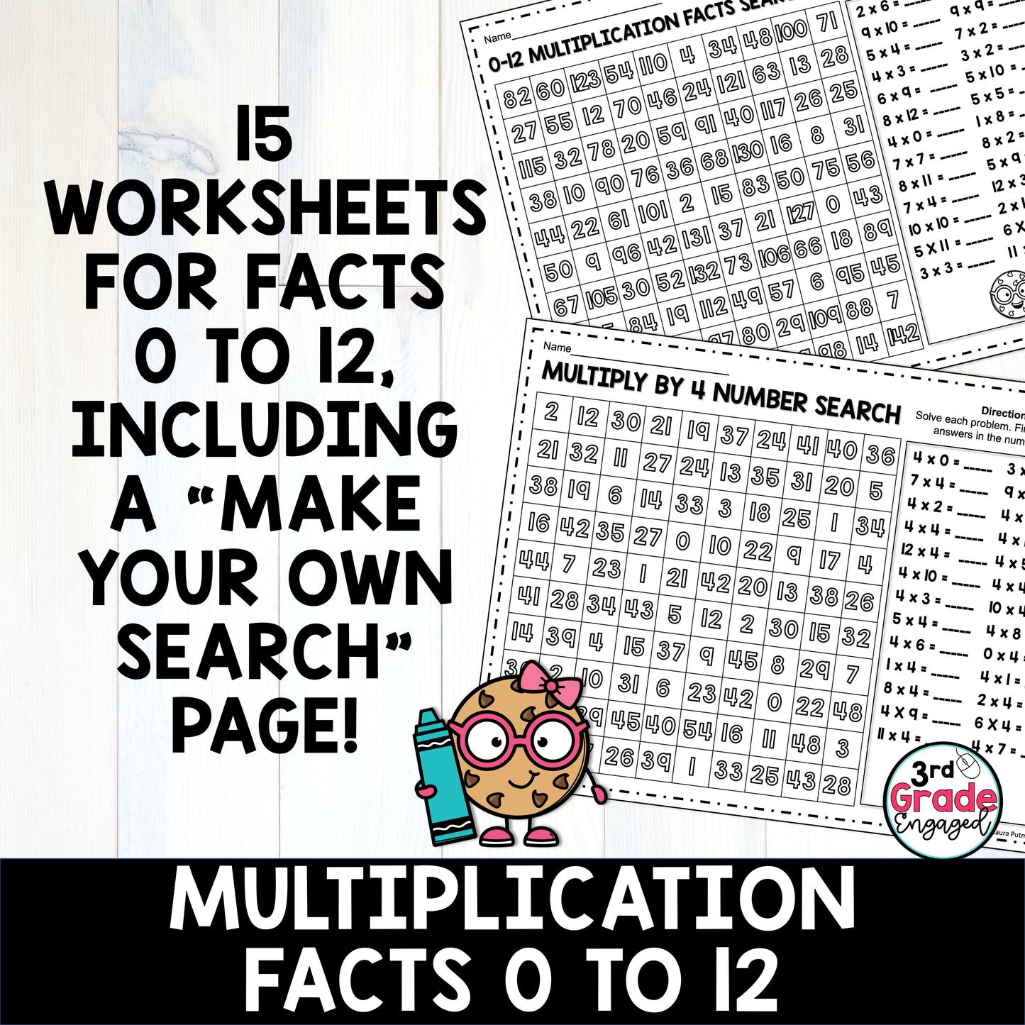 Multiplication Facts Number Search Worksheets