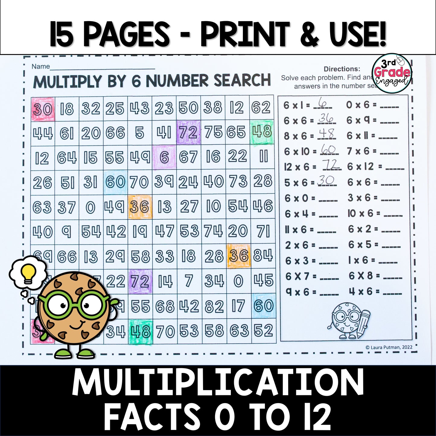 Multiplication Facts Number Search Worksheets