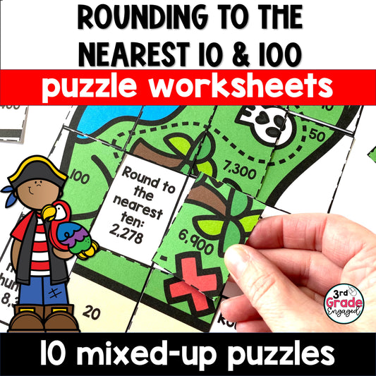 Rounding to the Nearest 10 and 100 Math Puzzles