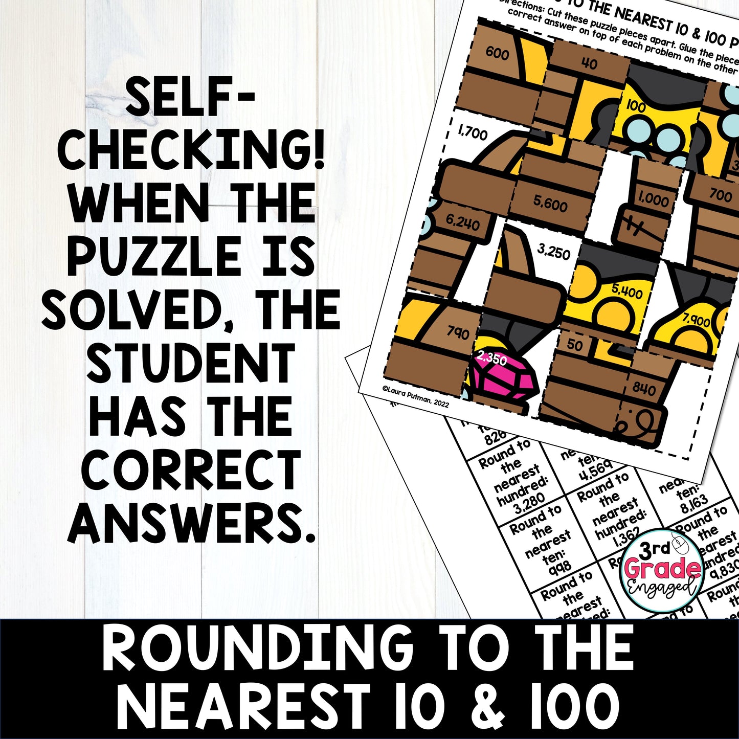 Rounding to the Nearest 10 and 100 Math Puzzles